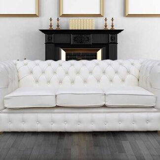 Chesterfield 3 Holyrood Seater White Leather Sofa Offer